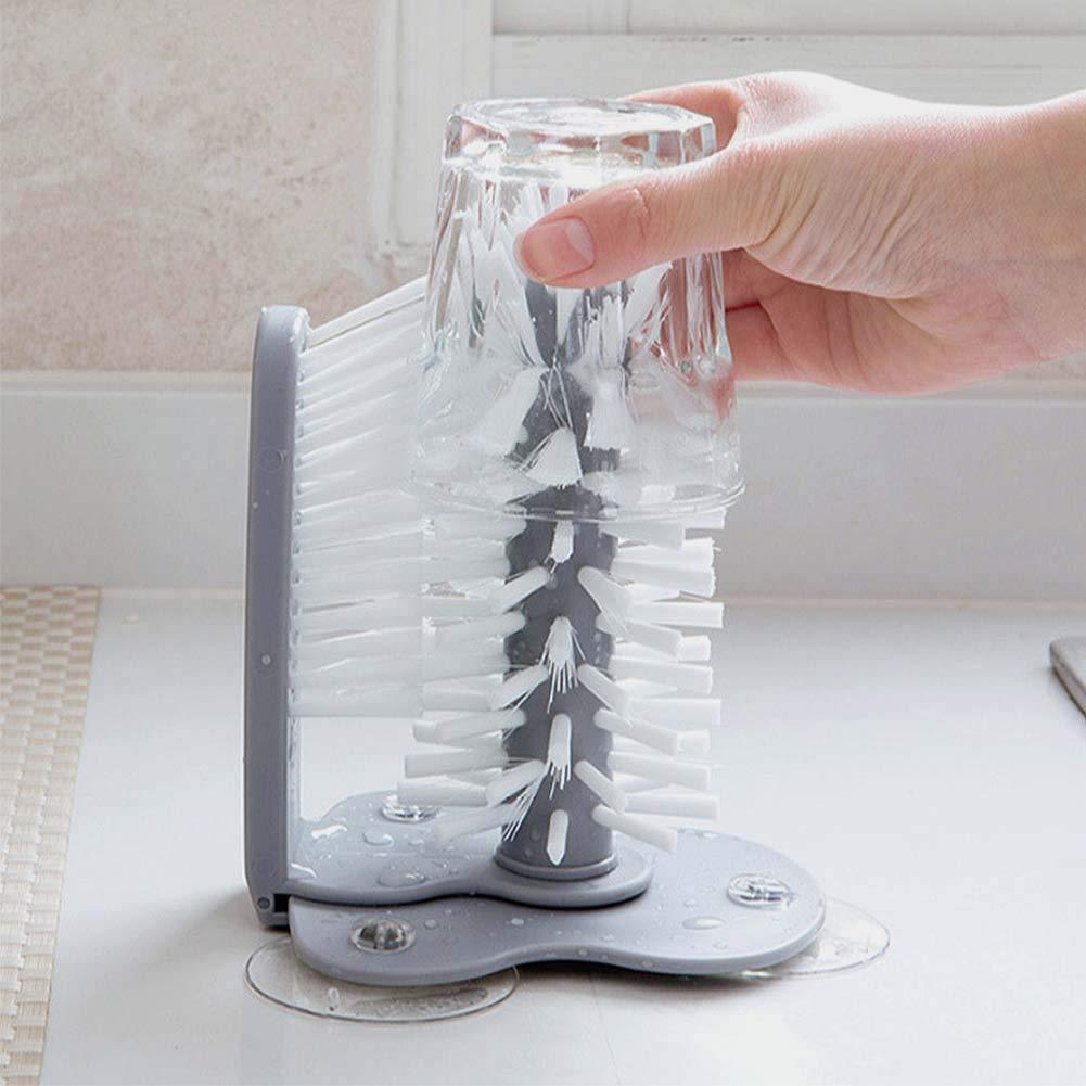 New Kitchen Accessories 2 In 1 Cup Scrubber Glass Cleaner Bottles Brush Sink Drink Mug Wine Suction Cup Cleaning Brush Gadgets - Homes Carts