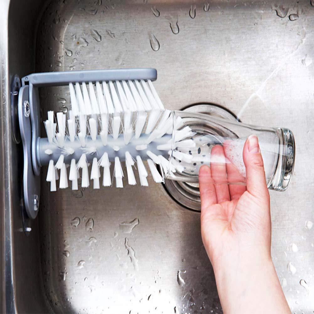 New Kitchen Accessories 2 In 1 Cup Scrubber Glass Cleaner Bottles Brush Sink Drink Mug Wine Suction Cup Cleaning Brush Gadgets - Homes Carts