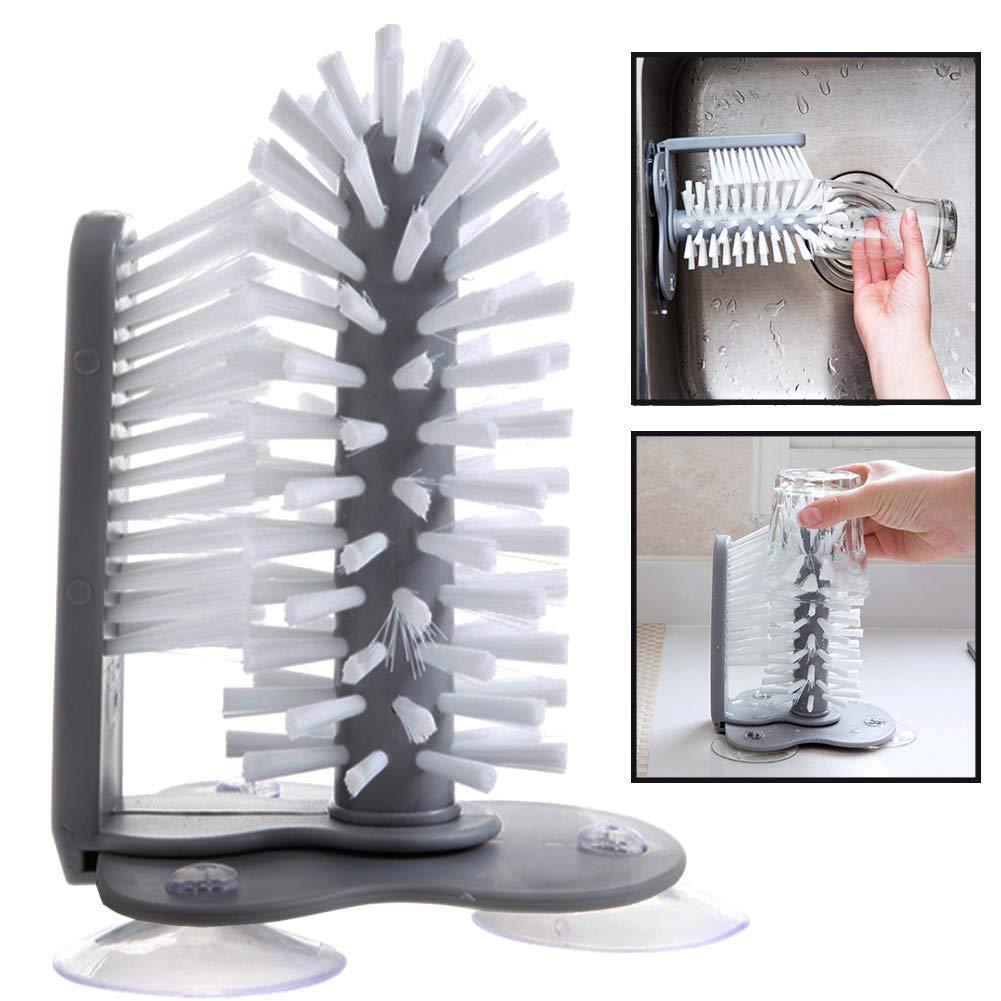 New Kitchen Accessories 2 In 1 Cup Scrubber Glass Cleaner Bottles Brush Sink Drink Mug Wine Suction Cup Cleaning Brush Gadgets - Homes Carts
