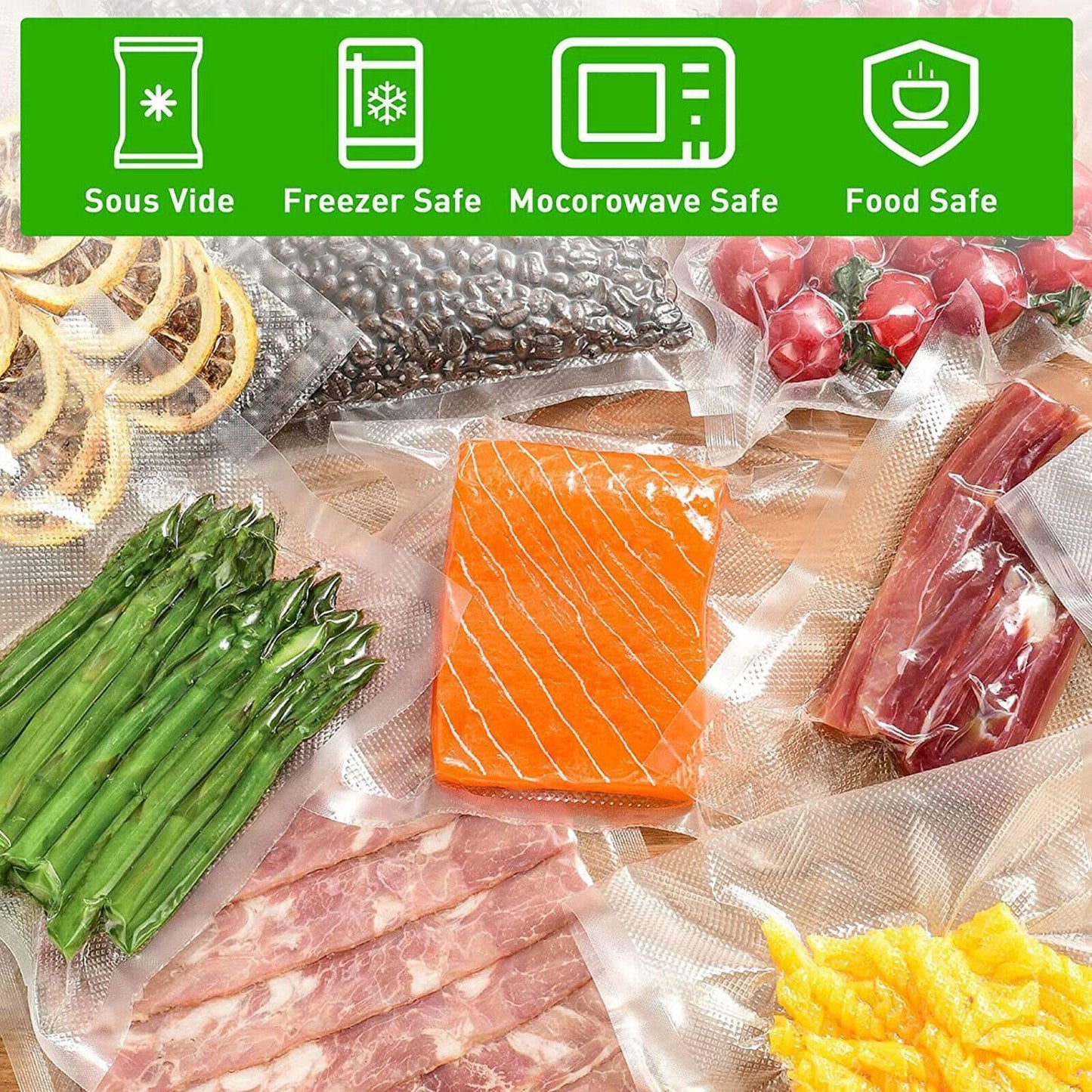 Vacuum Sealer Bags Precut Food Storage Saver Heat Seal Cryovac BPA-Free - Homes Carts