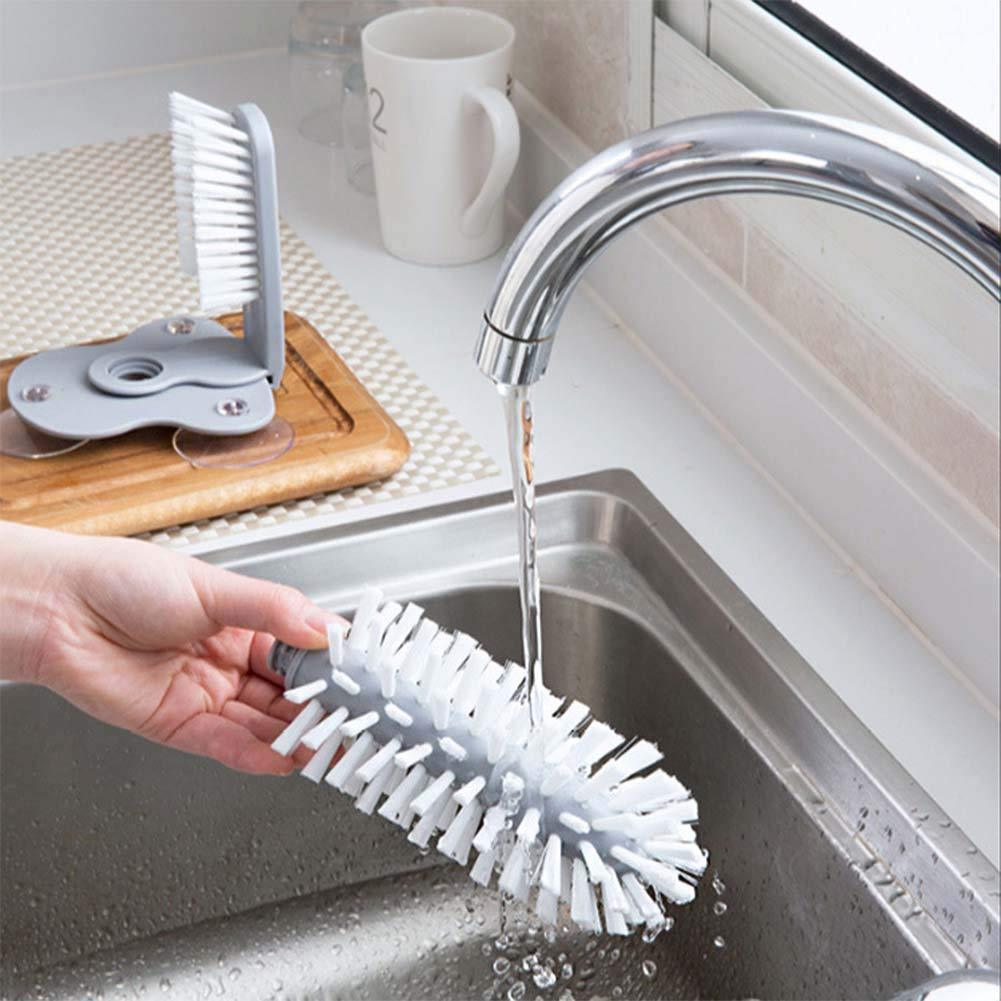 New Kitchen Accessories 2 In 1 Cup Scrubber Glass Cleaner Bottles Brush Sink Drink Mug Wine Suction Cup Cleaning Brush Gadgets - Homes Carts