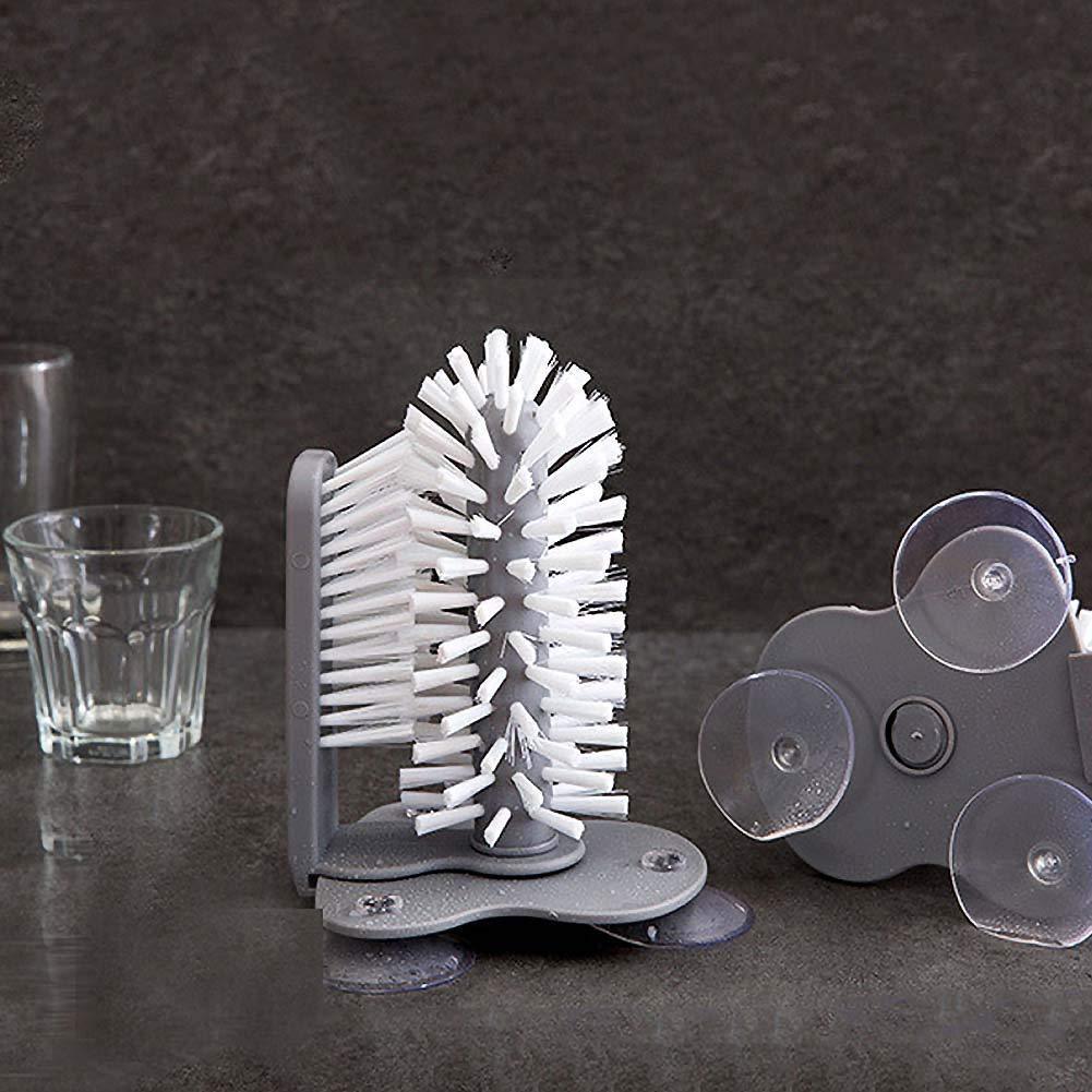 New Kitchen Accessories 2 In 1 Cup Scrubber Glass Cleaner Bottles Brush Sink Drink Mug Wine Suction Cup Cleaning Brush Gadgets - Homes Carts